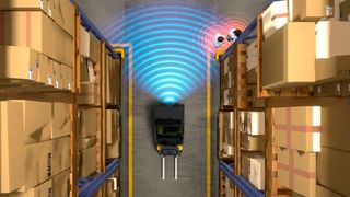 Die Draufsicht zeigt einen von rechts in den 120-Grad-Erfassungsbereich der Kamera hineinlaufenden Fußgänger – der Fahrer wird gewarnt. (Bild: Yale)