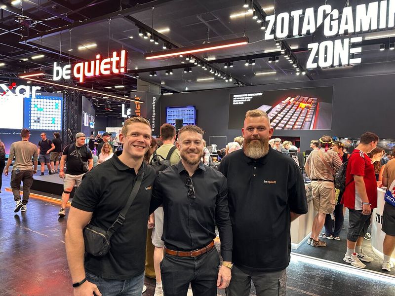 (v. l.) Marvin Jindra ist wieder zurück bei Be Quiet, Max Muth ist immernoch bei AMD und Patrick Junker ist neu bei Be quiet. (Bild: Vogel IT-Medien)