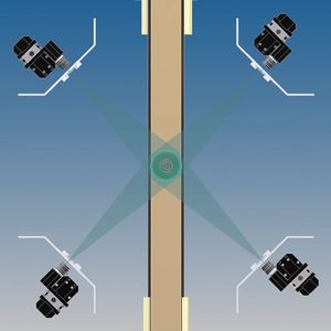 Bild 2: Das Bildverarbeitungssystem erstellt aus vier hochauflösenden Einzelbildern eine 360°-Gesamtansicht des zylindrischen Körpers. 