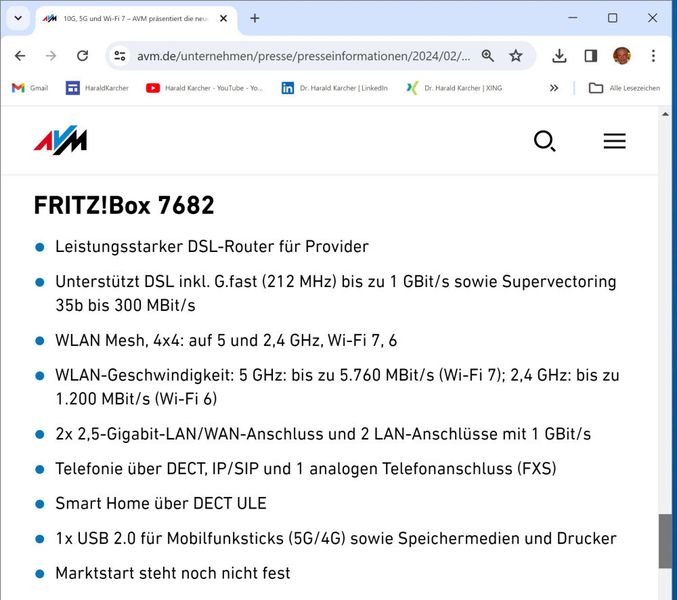 Zur Fritzbox 7682 ist noch kein Marktstart und kein UVP bekannt. (Bild: Harald Karcher - AVM)