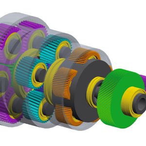 Beispielgetriebe mit mehreren Planetenstufen.