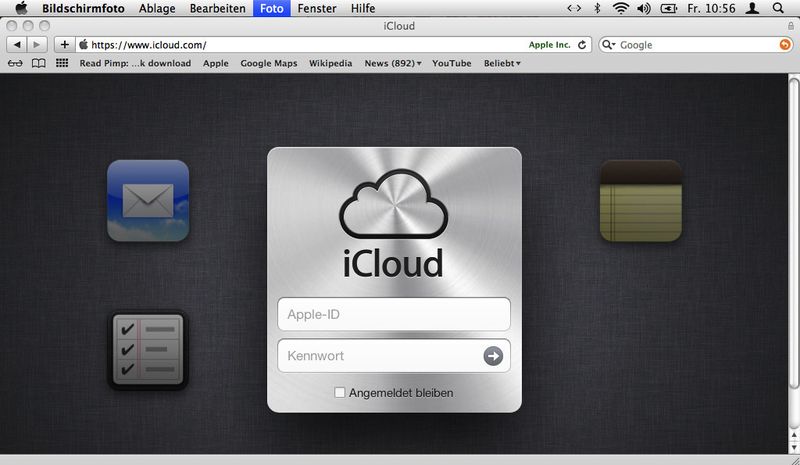 Auch über das Web kann man auf iCloud zugreifen und auch dort die Synchronisation der Datenbestände manuell regeln. (Apple)