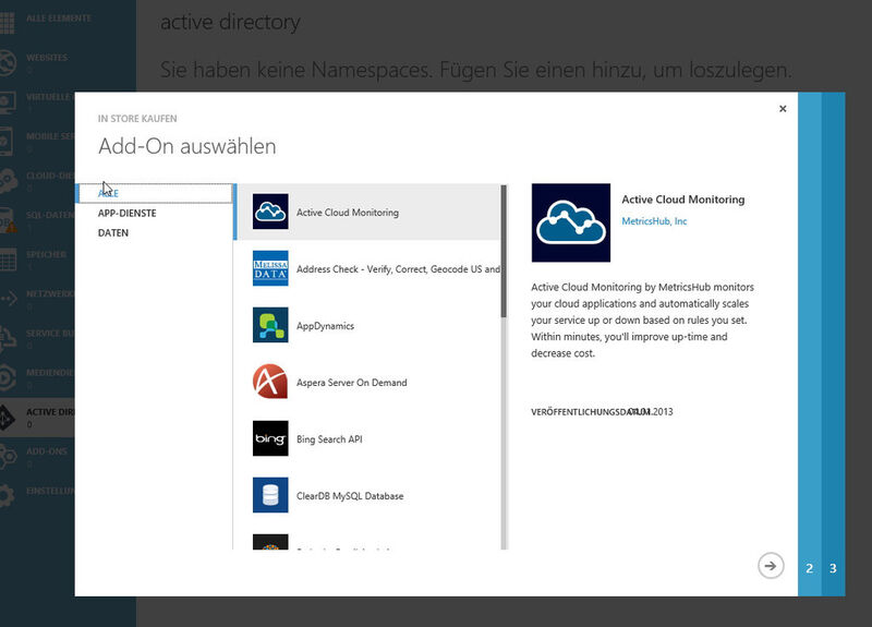 In Azure lassen sich auch Apps integrieren. Diese können kostenlos aber auch kommerziell sein. (Bild: Joos)