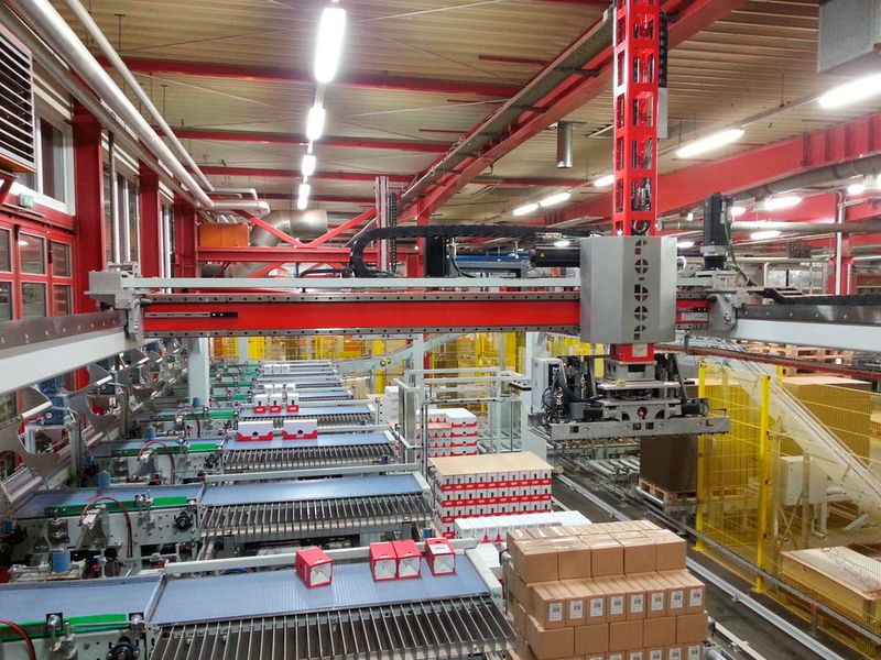 Automatisierte Kapazitätsauslastung der Palettierroboter innerhalb der zentralen Palettierung. (Bild: Ro-Ber)