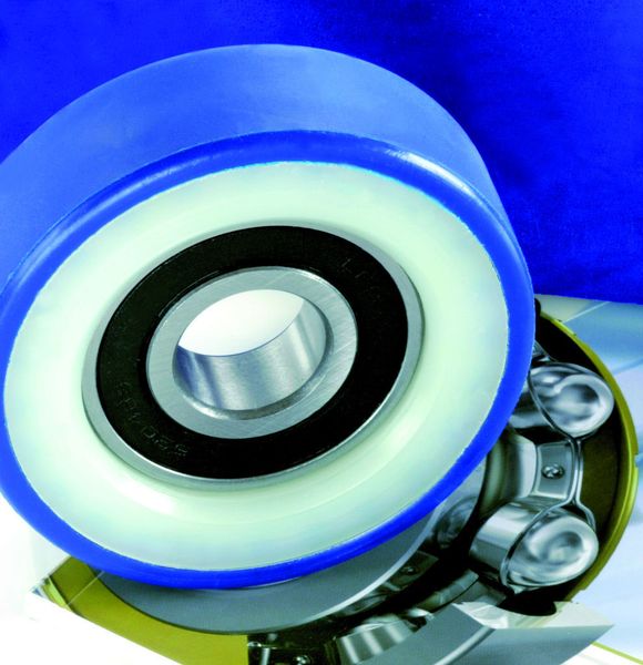 Bild 3: Für Stufentreppen werden Rillenkugellager des Typs 6204 RS mit Bandage (blau) benutzt. Bild: Sell Media Company (Archiv: Vogel Business Media)