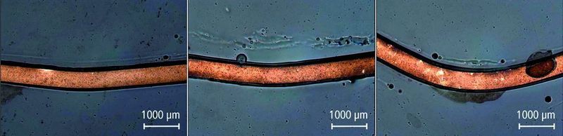 Bild 2: Walzprofilieren mit einer Walzkraft von 3620 N, Werkstoff CK 75; von links nach rechts: ohne Laseranwendung, mit Laseranwendung 350 W und mit Laseranwendung 625 W. (Archiv: Vogel Business Media)