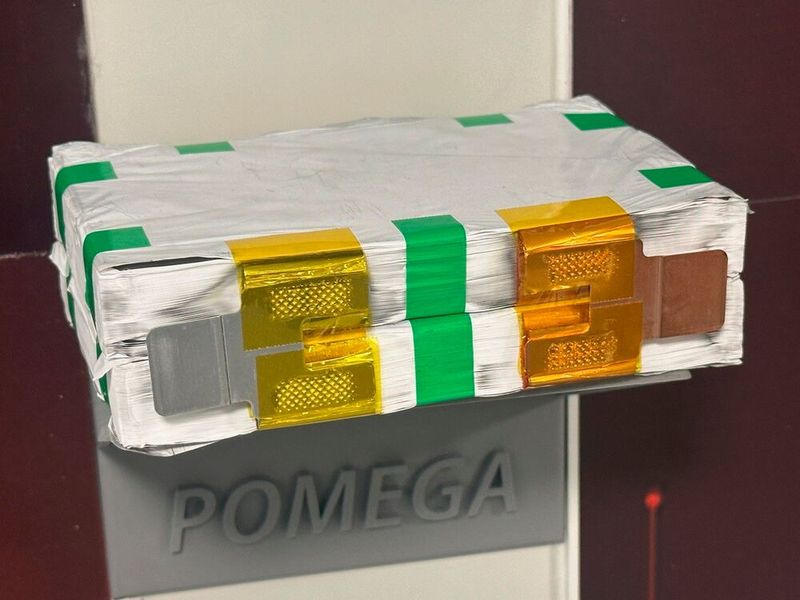 Die Batteriefertigung findet in einem mehrstufigen Prozess statt, was sich von der Aufbereitung der Ausgangsstoffe bis zur fertig auf ihre Funktionstüchtigkeit geprüften Batterie erstreckt. Hier sieht man ein Zwischenprodukt nach dem Wickeln. (Bild: Th. Isenburg)