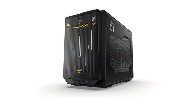 Im Industrial-Style-Gehäuse des Predator Orion X sitzen ein wassergekühlter Intel-Raptor-Lake-Prozessor bis hin zum Core i9-13900KS sowie maximal eine Nvidia Geforce RTX 4090, ebenfalls mit Flüssigkeitskühlung.  (Bild: Acer)