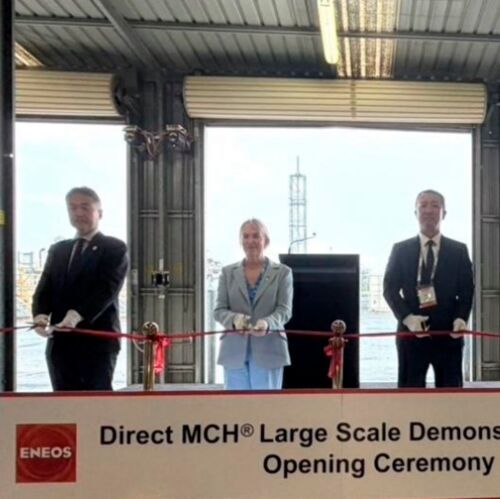 Eneos Corporation has constructed a large scale demonstration plant in Australia, to produce methylcyclohexane using its proprietary low-cost “electrochemical synthesis of organic hydride” method. (Source:  Eneos Corporation)