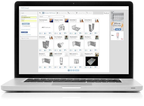Das 3D-CAD-Downloadportal Partcommunity wurde um die neue Partcloud-Funktion erweitert. (Cadenas)