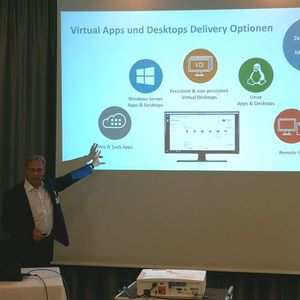 Schützen, mobilisieren und optimieren: Thomas Reger von Citrix stellt den Secure Digital Workspace as a Service vor.(Bild:  Vogel IT-Akademie)
