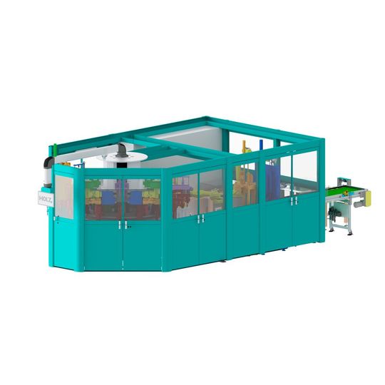 Mit dieser automatisch arbeitenden Montagezelle wird die Taktzeit halbiert und es ist eine 100-prozentige Qualitätskontrolle möglich.(Bild:  Holz Automation)