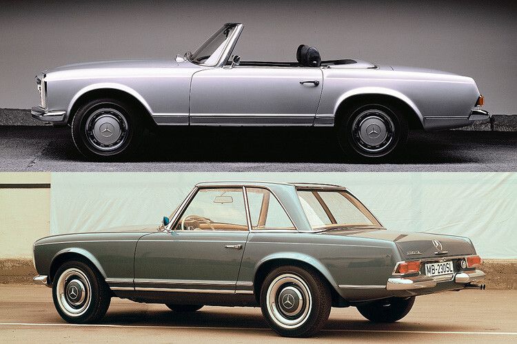 Der Mercedes SL der Baureihe W 113 ist auch heute noch ein echter Traumwagen. Die markante Form seines Hardtops brachte ihm den Spitznamen „Pagode“ ein. (Foto: Daimler)