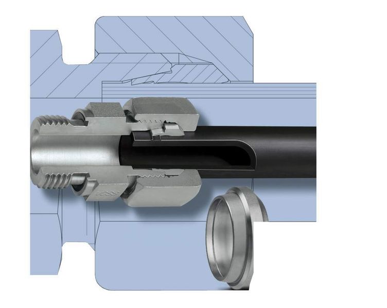 Bild 1: Rohrverschraubung mit metallisch dichtendem Schneidring. Diese Standardverbindung ist bei normgerechter Montage für Hydraulikrohre prädestiniert. (Archiv: Vogel Business Media)