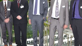 Blicken zufrieden auf den Technologietag zurück (von links nach rechts): Heiko Hofmann (SPEA), Dr. Johannes Adam (ADAM Research), Marco Balling (productware), Herbert Schmid (productware), Matthias Hunkel (productware). (Bild: Productware)