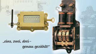 Mechanischer Hubzähler von 1914 und der erste serienreife elektro-mechanische Impulszähler um 1920 (Archiv: Vogel Business Media)