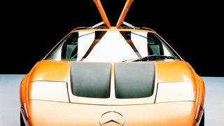 Kreiskolben-Technik im futuristischen Design der 70er Jahre: Mercedes-Benz C111-II mit Vierscheiben-Wankelmotor von 1970. (Foto: Mercedes-Benz)