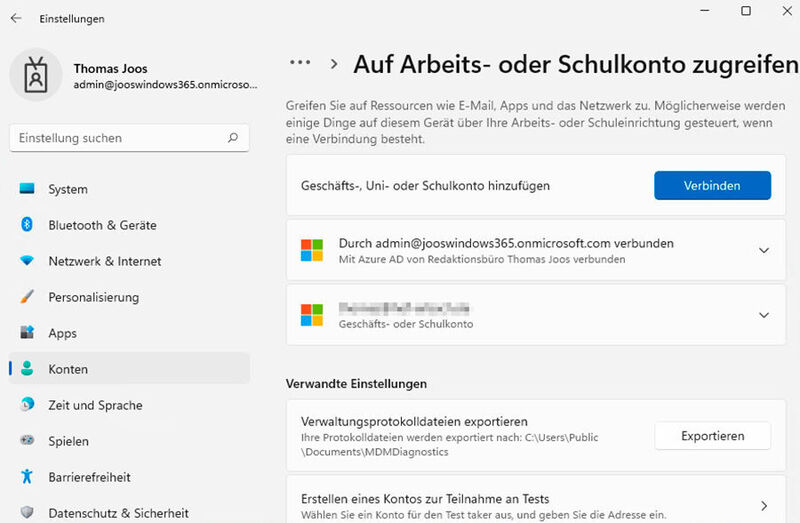 Mit Windows 11 wird der Zugriff auf Microsoft 365 und Azure AD etwas leichter. (Joos)
