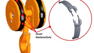 Ein neuer Kantenschutz am Seilzug GM 1000 macht die Arbeit mit schweren Lasten sicherer. (Bild: Abus)