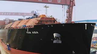 Mid of this year China’s largest liquefied natural gas (LNG) tanker “Pan Asia” undocked in Hudong Zhonghua shipyard/ Shanghai. (Arca Regler)