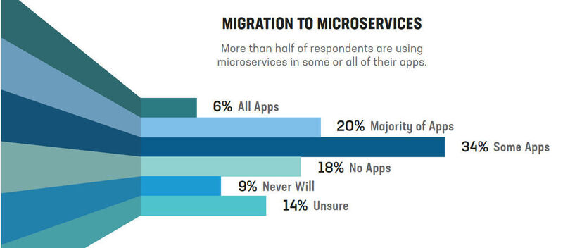 Abbildung 1: Mehr als die Hälfte der Befragten nutzen Microservices in einigen oder allen ihrer Anwendungen. (F5 Networks)