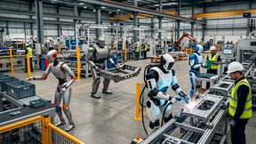 Humanoid robots in industry: Despite impressive progress, many systems are still in the pilot phase. (Image:AI-generated)