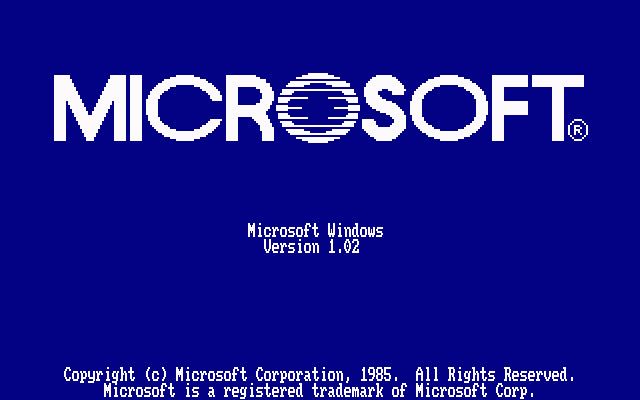 Startbildschirm der ersten Windows-Generation, hier in Version 1.02. (Bild: Screenshot/Microsoft)