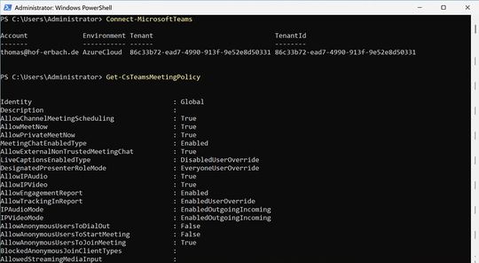 Anzeigen von Besprechungsrichtlinien in Microsoft Teams.(Bild:  Joos - Microsoft)