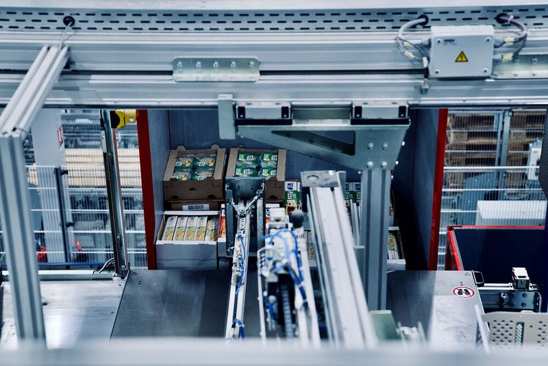 Vollautomatische Kommissionierung eines breiten Sortiments an Frischeartikeln. (Bild: Witron)