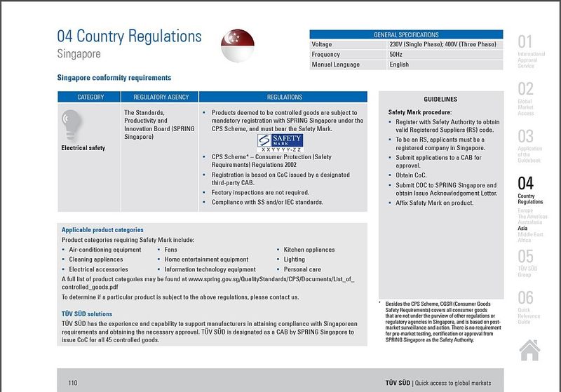 TÜV-SÜD-Broschüre Quick access to global markets: Landesspezifische Vorschriften von Singapur (Bild: TÜV SÜD)