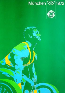 1972 diente die Messe München als Austragungsort der Olympischen Sommerspiele. Es wurden eine Gewichtheberhallte, eine Ringer-Judo-Halle sowie zwei Fechthallen eingerichtet. (Bild: Olympia / Otl Aicher)