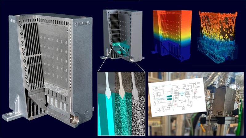 Energieeffiziente Stofftrennung durch Auskondensation aus dem heißen Gasstrom: Integration von Wärmeaustausch mit Wiederaufheizung, gekühltem porösem Aerosolabscheider, Gas-Flüssig-Trennung und Unterkühlung in nur einem Bauteil, zur Separierung von Methanol/Wasser und von H2/CO2 bei 50 bar (druckgeprüft bis 300 bar). (Bild: Siemens AG; KIT-IKFT)