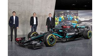 Gemeinsam in der Formel 1 (von links): Toto Wolff, Ineos-Chef Sir Jim Ratcliffe und Daimler-Vorstandsvorsitzender Ola Källenius.
 (Bild: Daimler)