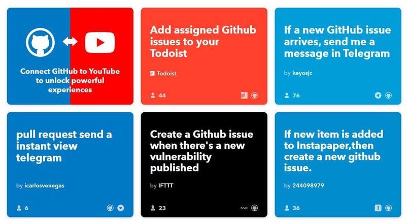 Eine Auswahl fertiger GitHub-Rezepte. (IFTTT)
