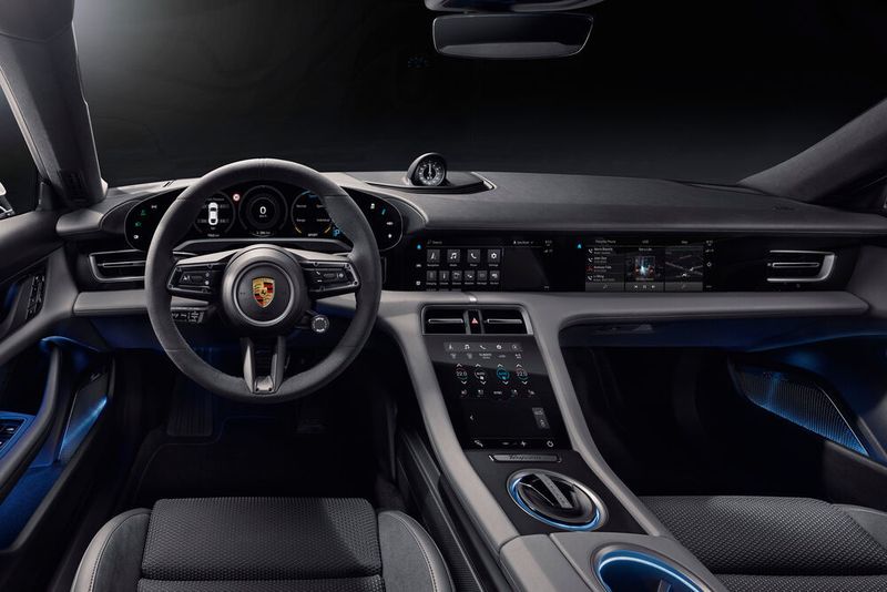 Digital, klar, nachhaltig: das Interieur des neuen Porsche Taycan. (Porsche)