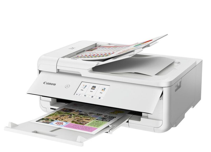 Der Pixma TS9551C ist die weiße Ausführung des TS9550. Der kompakte Multifunktionsdrucker kann auch mit A3-Papier umgehen.  (Canon)