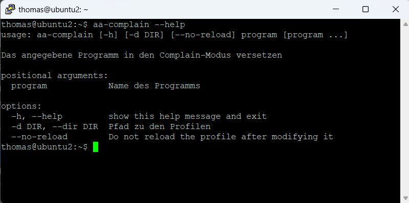 AppArmor Complain-Profil auf Ubuntu. (Bild: Joos)