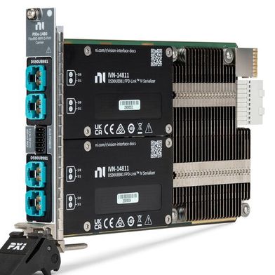 Das NI PXIe-1480 FlexRIO Multiprotokoll-Vision-Carrier-Modul dient als Träger für austauschbare Schnittstellenmodule zur Validierung von Automotive-Displays und Kameras. (Bild: TRILITE | Emerson)
