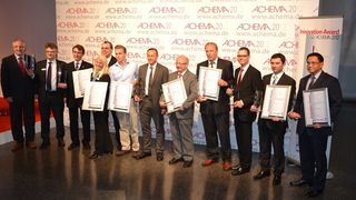 And these are the winners: iFischer’s Labodest VLE 602 , the Separator Ecoforce from GEA Westfalia; the PROESA Technology of Beta Renewables; Spectro’s Spectroblue, Georg Fisher Pipning Systems with the Check Valves Typ 561 & 562, the Fleco Liner from Andocksysteme G. Untch, Fette Compacting’s FE 55, the Compacryst from GEA Process Engineering; Pepperl + Fuchs with Field Connex Dart Fieldbus, and Lenzing who took the special price with the IM-MS reactor. (Picture: PROCESS)