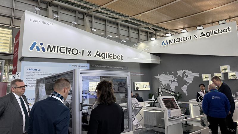 Micro-I x Agilebot Messestand auf der Hannover Messe 2026.(Bild:  Micro-I)