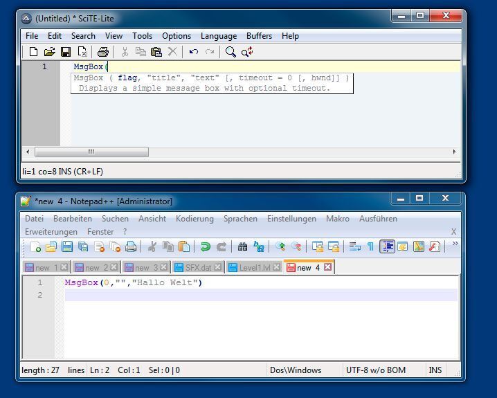 Abbildung 2: Der SciTE-Editor unterstützt den Entwickler mit Syntax-Highlighting und Autovervollständigung. Aber auch verbreitete Editoren, beispielsweise Notepad++, kommen mit AutoIt gut zurecht. (Bild: Schlede/Bär)
