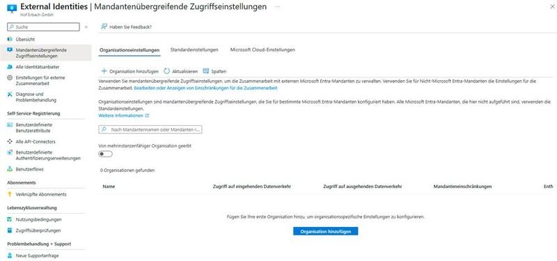 Die Konfiguration für ausgehenden Zugriff steuert, welche Benutzer und Gruppen aus dem Quelltenant für externe Anwendungen freigegeben werden. (Bild: Joos)