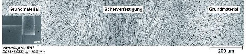 Bild 2: Scherverfestigung bei einem Schnittteil aus DD 13, Blechdicke: 10 mm. (Archiv: Vogel Business Media)