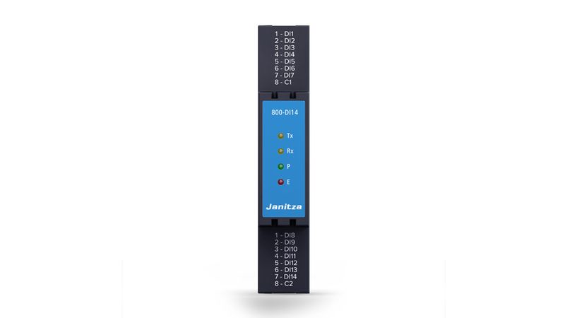 Das Erweiterungsmodul 800-DI14 bietet 14 zusätzliche digitale Eingänge. (Bild: Janitza electronics GmbH)