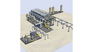 Die 3D-Animation der schlüsselfertigen Chlor-Alkali-Elektrolyseanlage in Spanien. (CAC)