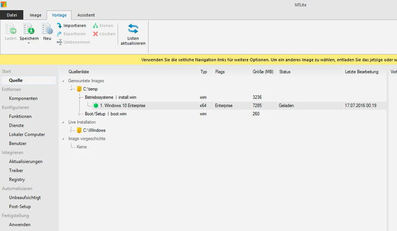 Sobald die Installationsdateien geladen sind, bietet NTLite umfassende Möglichkeiten zur Anpassung an – auch die Integration von Updates. (Joos / Microsoft)