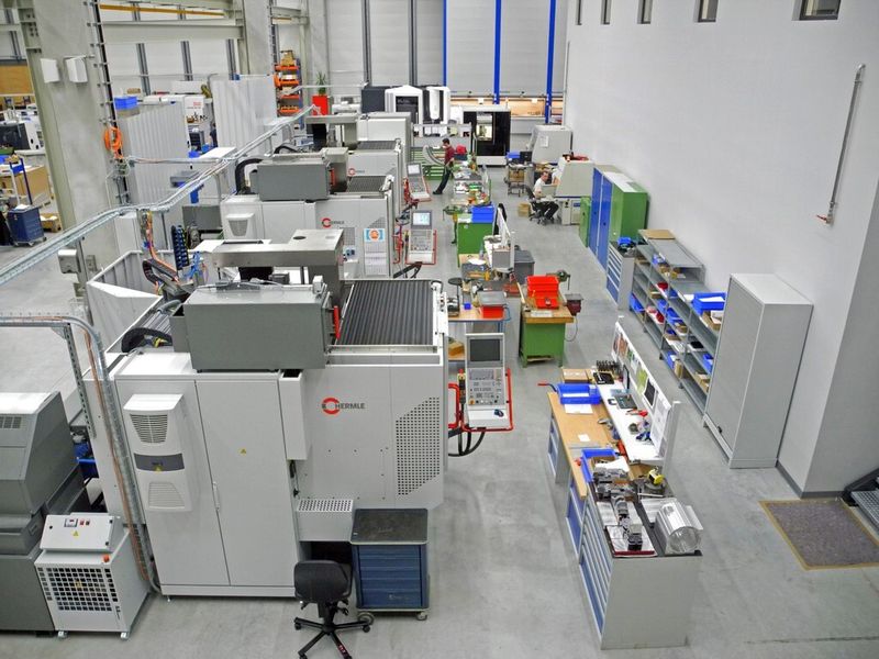 Blick in eine der Fertigungshallen der Frästechnik bei Toolcraft. (Bild: Toolcraft)