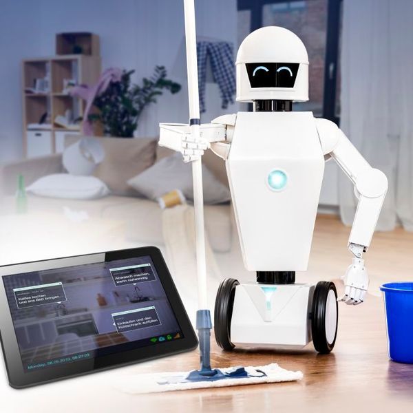 Nicht ganz billig, aber unheimlich praktisch für den Herbstputz: Hier kommt der „HR-Universe3000max“ – der Universal Haushaltsroboter. Er übernimmt alle möglichen lästigen Tätigkeiten, ganz ohne zu meckern! Er wischt den Boden, bügelt Hemden, kocht und arbeitet im Garten. Sogar Musik kann er abspielen, von der Schallplatte bis zur drahtlosen Wiedergabe vom Handy via Bluetooth. Und nicht nur das! Er kann sogar mit Menschen interagieren: Er liest aus Büchern vor, spielt Spiele mit den Kindern und spricht mit seinem Besitzer! Für schlappe 39.999,95 Euro gibt es den KI-Roboter bei Monsterzeug. (Monsterzeug.de)