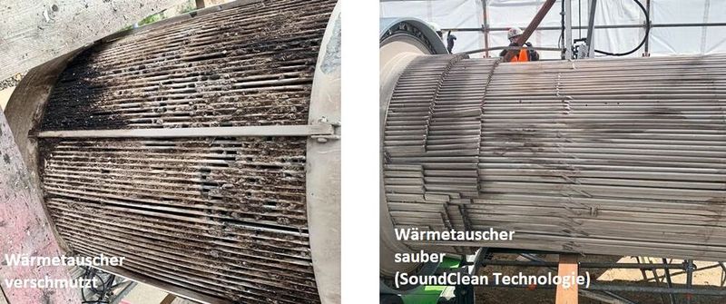 Vorher/Nachher: Der Einsatz des Soundclean-Systems führte zu deutlich größeren Volumenstrom, besseren Wärmeübergang und erhöhten Output.  (Bild: Multi Sonic)