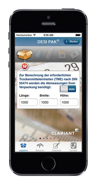 Mit nur ein paar raschen Fingerbewegungen kann dank App die richtige Menge an Trockenmitteln ermittelt werden. (Bild: Adverma)